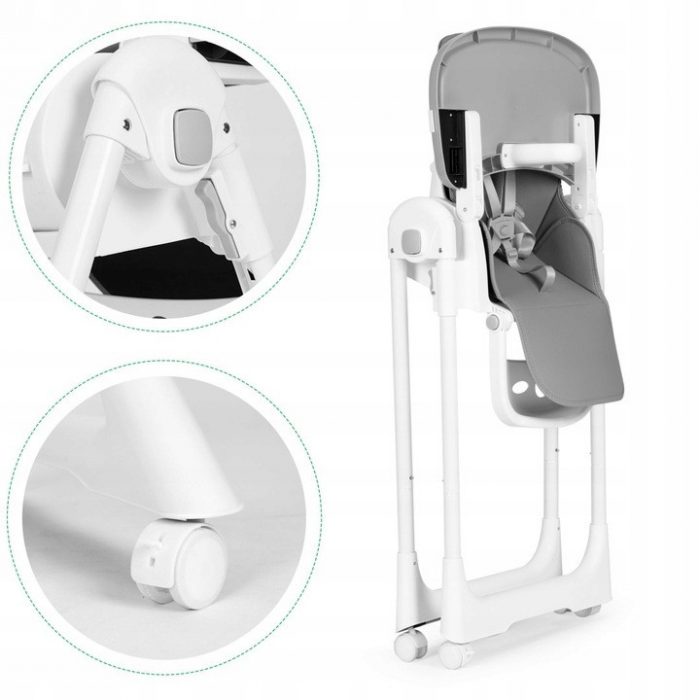 Стільчик для годування ECOTOYS HA-013 ,ТЕМНО-СІРИЙ -регулюється по висоті, екошкіра, подвійні лямки-Зручність і безпека - Зображення 5