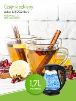 Чайник Adler AD 1274 1.7L black: Сучасний дизайн та насичений смак у великому чайнику - Зображення 5