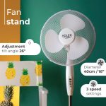 Вентилятор підлоговий Adler AD 7305 40см на підставці 45Вт (90Вт) 53дБ