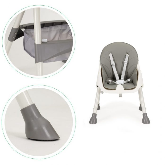 ecotoys-hc-823-gray-2v1-5bodova-vysoka-zidle-s-postrojem-seda-barva-17 Стільчик для годування 2 в 1 з 5-точковими ременями ECOTOYS, сірий HC-823 Комфорт і практичність для кожного етапу росту вашої дитини - Зображення 6