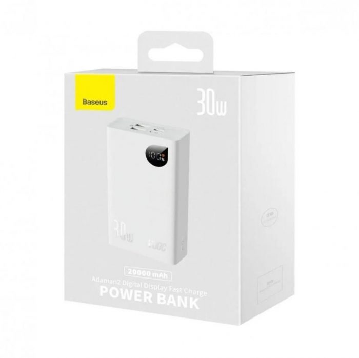 Батарея Універсальна Baseus Adaman 2 20000 mAh 30W White PPAD050002 - Потужний Джерело Енергії - Зображення 4