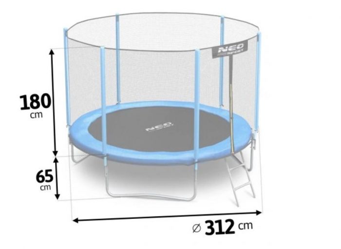 Батут Neo-Sport 312 см із Зовнішньою Сіткою + Драбинка - Сімейні Розваги та Безпека - Зображення 5