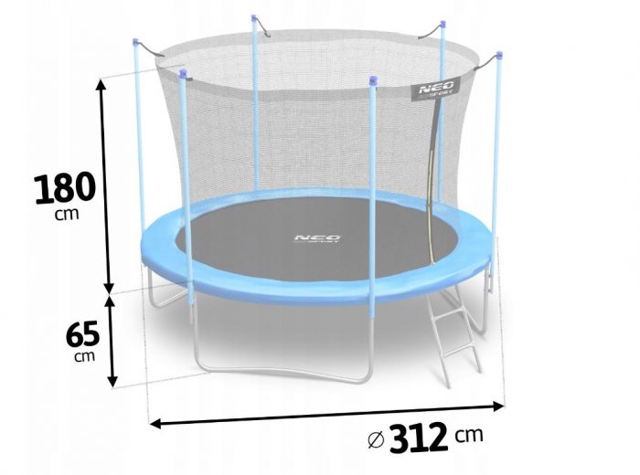 Батут Neo-Sport 10ft (312 см) з Внутрішньою Сіткою та Драбинкою - Відмінний Вибір для Дітей - Зображення 5