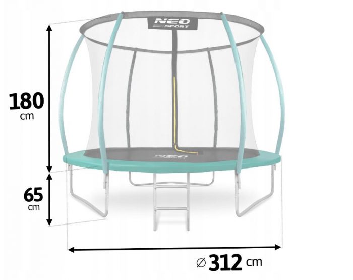 Батут Neo-Sport Premium 312 см з Внутрішньою Сіткою (NS-10C181) + Драбинка - Розваги для Дітей з Безпекою - Зображення 4