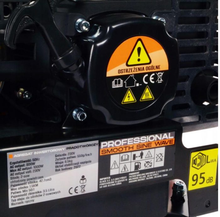 Генератор Інверторний Однофазний Black 1000 W 13610 - Компактний і Ефективний Джерело Енергії - Зображення 8