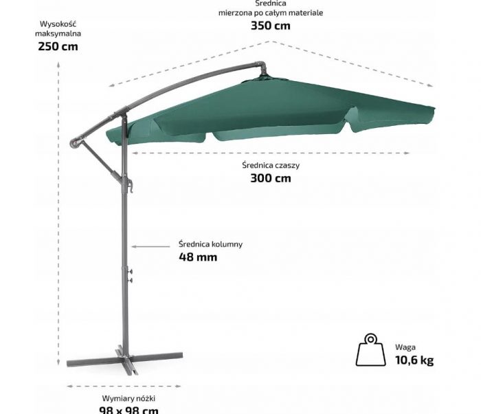 Велика Складна Садова Парасолька CLASSIC UV50 OUTTEC - Захисна парасолька з ультрафіолетовим захистом для саду - Зображення 3
