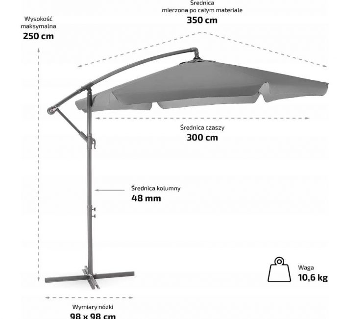 Велика Складна Садова Парасолька CLASSIC UV50 OUTTEC О-66277 - Захист від Сонця та Дощу - Зображення 2