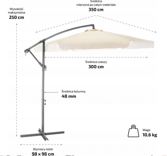 Велика Складна Садова Парасолька CLASSIC UV50 OUTTEC О-66278 - Захист Від Сонця та Дощу - Зображення 3