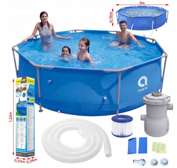 Каркасний Басейн Avenli 300х76 см + Насос + Фільтр - Ідеальний для Літнього Відпочинку - Зображення 2