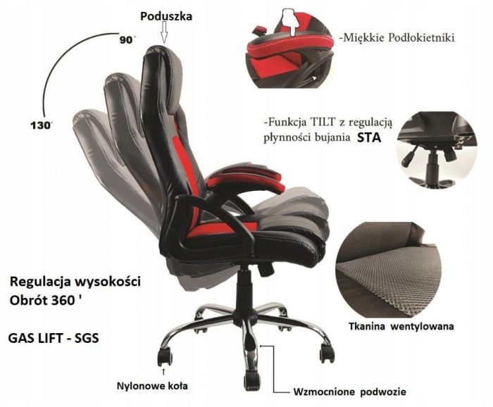 Геймерське Крісло Lugano CARRERA GREY FABRIC - Високий Комфорт для Геймерів - Зображення 10