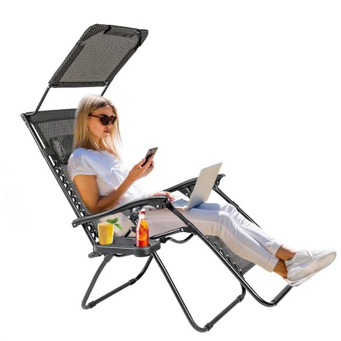 Садове Крісло ZEN BEACH TOURIST з Дашком і Підставкою - Комфорт для Вашого Відпочинку - Зображення 4