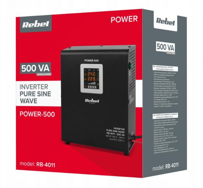 Джерело Аварійного Живлення UPS Rebel Power 500 12V/230V RB-4011 - Надійний Захист для Ваших Пристроїв - Зображення 6