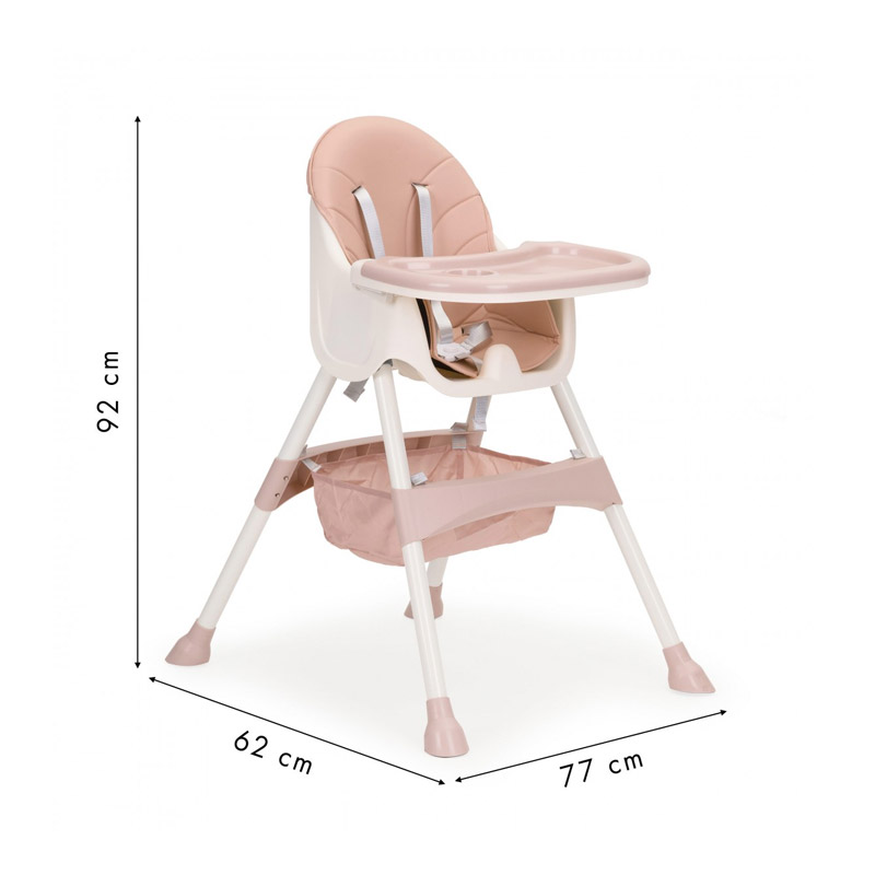 Стільчик для годування 2 в 1 з 5-точковими ременями ECOTOYS HC-823 рожевий-зручність і безпека для малюка - Зображення 6