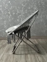 Розкладне крісло-гамак гніздо лелеки з подушкою сіре Ідеальний вибір для відпочинку на природі та вдома - Зображення 3