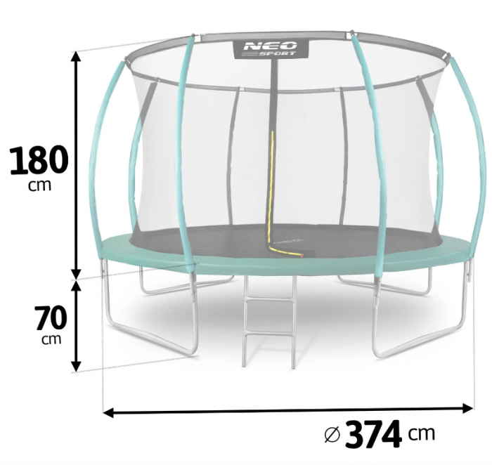 Батут Neo-Sport 12 FT 374 см із внутрішньою сіткою NS-12C181 Ідеальний вибір для активного відпочинку - Зображення 4