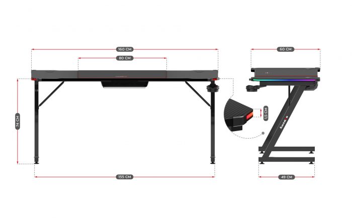 Ігровий стіл Huzaro Hero 4.8 RGB максимальний комфорт та сучасний дизайн для геймерів - Зображення 8