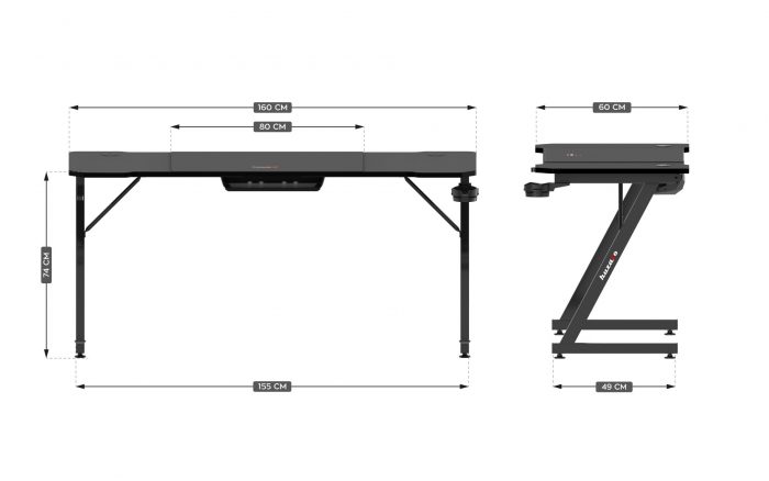 Ігровий стіл Huzaro Hero 4.8 Black Максимальний комфорт та сучасний дизайн для геймерів - Зображення 7