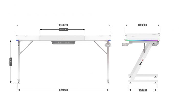 Ігровий стіл Huzaro Hero 4.8 White RGB Сучасний дизайн та яскраві акценти - Зображення 7