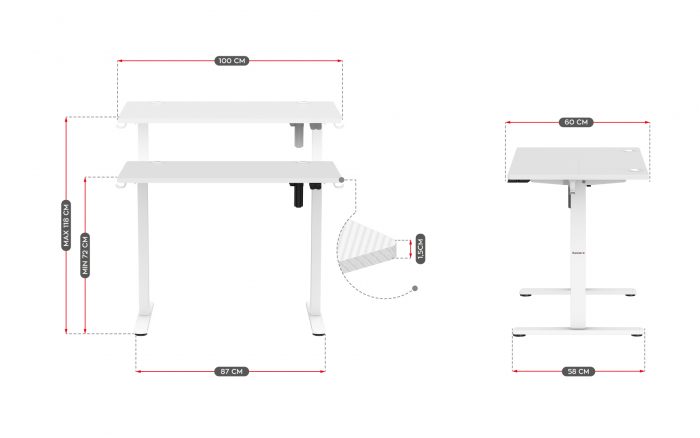 Ігровий стіл Huzaro Hero 7.9 White Новий рівень комфорту - Зображення 6