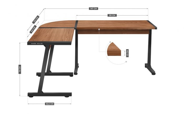 leader5.5_wood_wymiary Ігровий стіл Mark Adler Leader 5.5 WN Елегантний дизайн та функціональність - Зображення 5