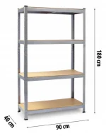 Стелаж металевий складський Plonos 180х90х40см Міцна та зручна організація простору - Зображення 4