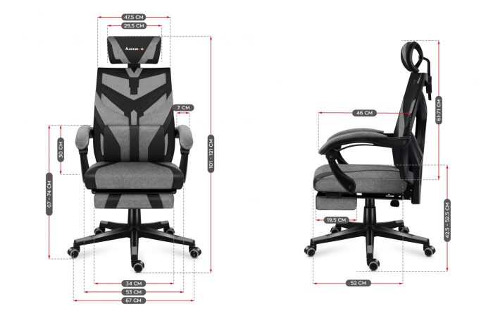 Геймерське крісло Huzaro Combat 5.0 Grey Максимальний комфорт та стиль для тривалих ігор - Зображення 10