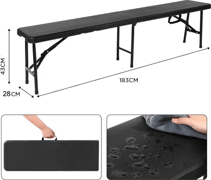 13255985_7_f Лавка розкладна садова Heckermann ZD183 Black 183x28x43см - Зображення 4