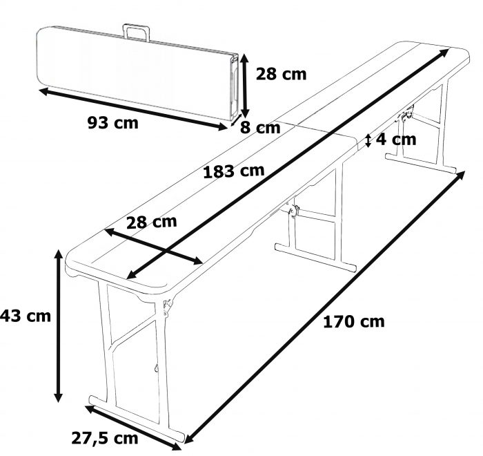 3451lawka_cateringowa_skladana_w_walizke_woodland_czarna__11_ Лавка розкладна садова WOODLAND 183x28x43см чорна - Зображення 5