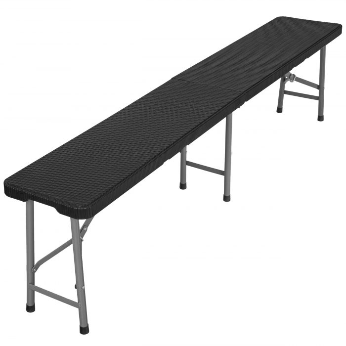 4306lawka_cateringowa_rattan_czarna___1_ Лавка розкладна садова eHokery 180x28x43см чорний ротанг - Зображення 2