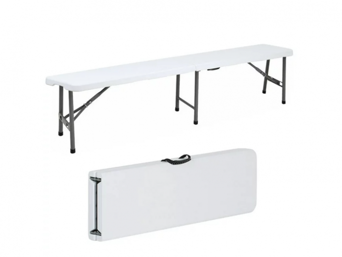 Лавка розкладна садова туристична 180x28x43см біла - Зображення 1