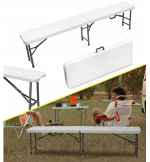Лавка розкладна садова туристична 180x28x43см біла - Зображення 2