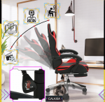 Геймерське Крісло з підставкою для ніг GALAXIA чорний+червоний -Стильний Дизайн - Зображення 2