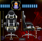 Геймерське Крісло підставкою для ніг GALAXIA чорний+білий-Стиль та Максимальний Комфорт - Зображення 3