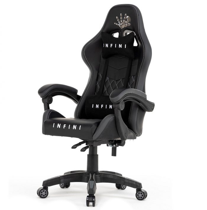 Геймерське крісло Infini Five чорно-сіре-Елегантний дизайн та максимальний комфорт - Зображення 3
