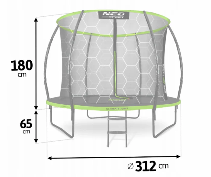 Батут Neo-Sport Premium 312 см із внутрішньою сіткою + драбинка (NS-10C221) - Зображення 4