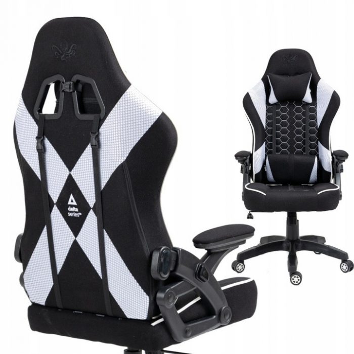 4411320993_w640_h640_4411320993 Геймерське крісло KRAKEN Feyton чорно-біле Для комфортної гри та стильного вигляду - Зображення 2