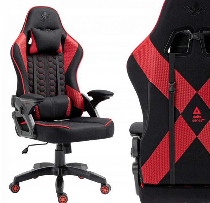 4695500286_w640_h640_kraken-feyton-gejmerskoe Геймерське крісло KRAKEN Feyton тканина чорно-червона .Преміум комфорт і стиль - Зображення 1