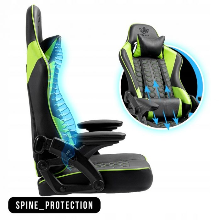 Геймерське крісло KRAKEN Feyton чорно-зелений-поєднання комфорту та динамічного дизайну - Зображення 5