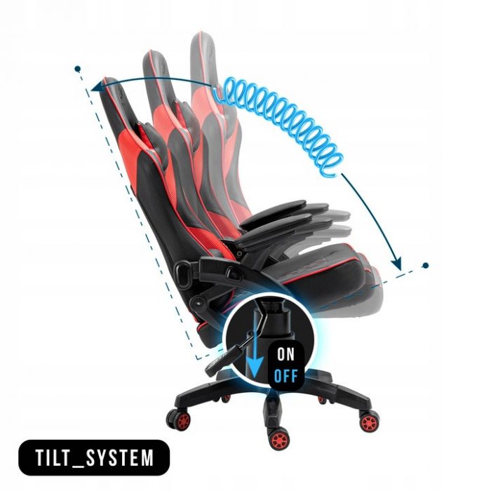 4826578193_w640_h640_4826578193 Геймерське крісло KRAKEN Feyton чорно-червоний-потужний стиль та комфорт - Зображення 6