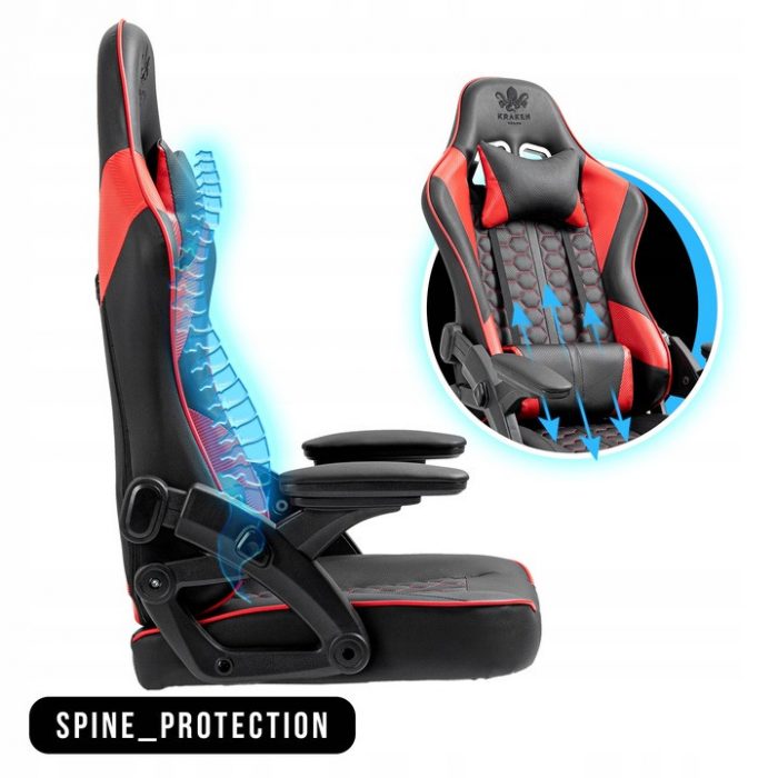 4826578469_w640_h640_4826578469 Геймерське крісло KRAKEN Feyton чорно-червоний-потужний стиль та комфорт - Зображення 8