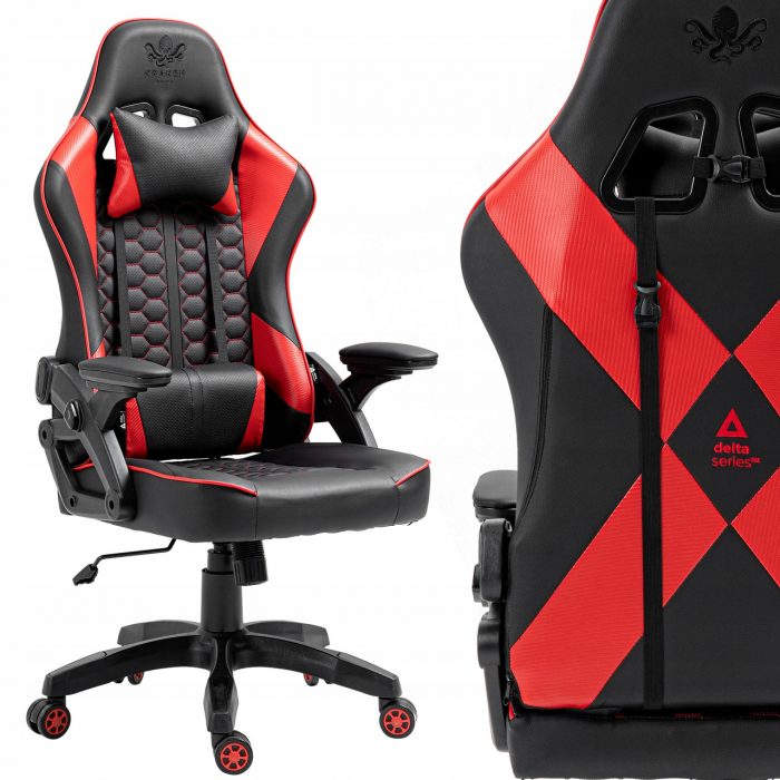 4826578562_w640_h640_4826578562 Геймерське крісло KRAKEN Feyton чорно-червоний-потужний стиль та комфорт - Зображення 9