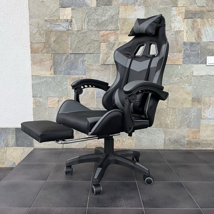 Геймерське крісло TS-046A для Gamer Swivel ЧОРНО-СІРИЙ Преміум комфорт і стиль - Зображення 4