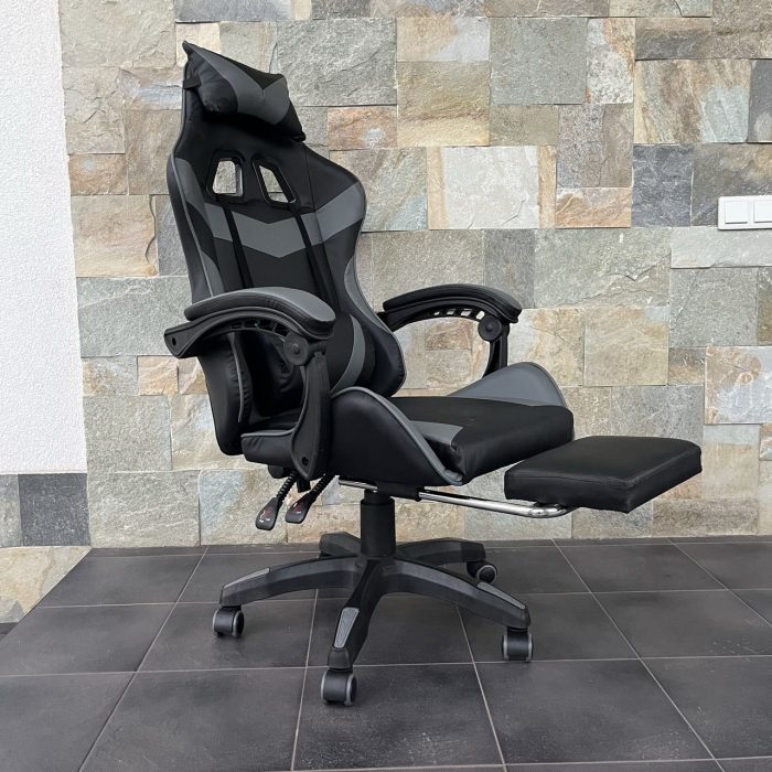 Геймерське крісло TS-046A для Gamer Swivel ЧОРНО-СІРИЙ Преміум комфорт і стиль - Зображення 2