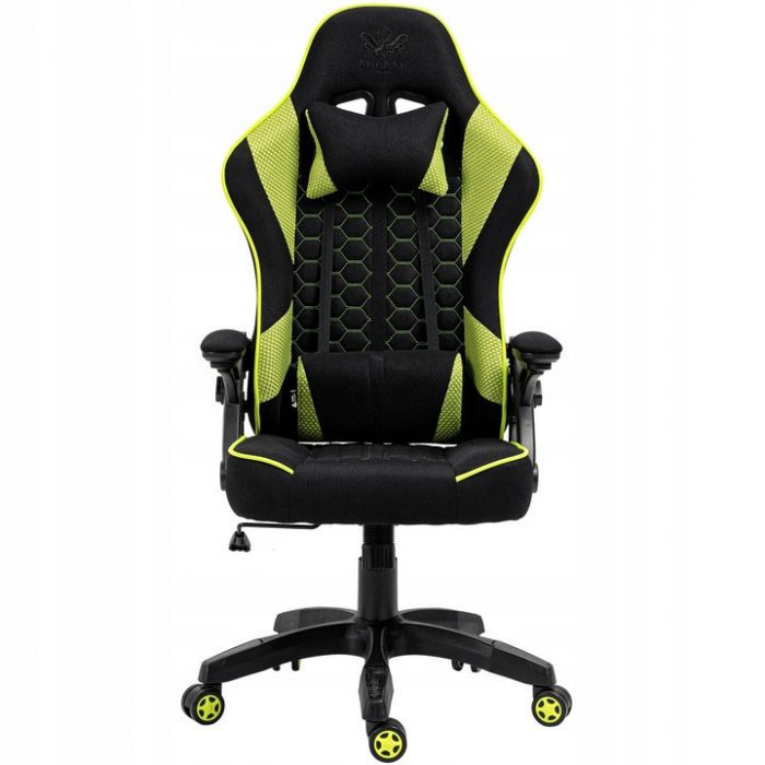 5435539586_w640_h640_5435539586 Геймерське крісло KRAKEN FEYTON тканина Чорне із зеленим. Ідеальний вибір для комфорту - Зображення 2