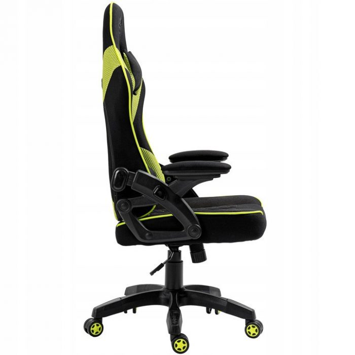 5435539587_w640_h640_5435539587 Геймерське крісло KRAKEN FEYTON тканина Чорне із зеленим. Ідеальний вибір для комфорту - Зображення 3