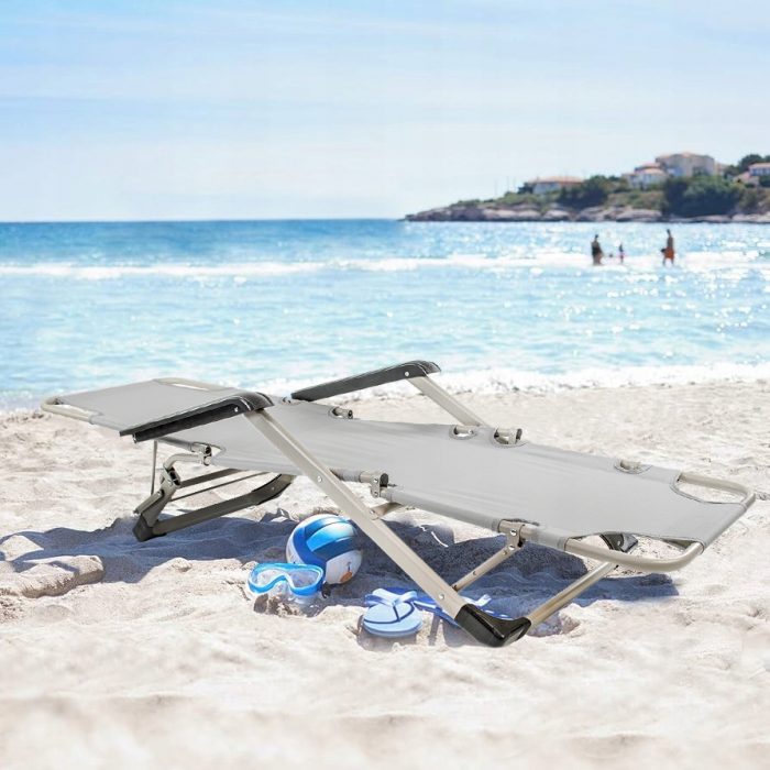 Розкладний пляжний лежак 2в1+подушка Sandos KUSENO -Максимальний комфорт для відпочинку на пляжі та в саду - Зображення 9