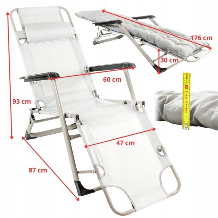 Розкладний пляжний лежак 2в1+подушка Sandos KUSENO -Максимальний комфорт для відпочинку на пляжі та в саду - Зображення 8