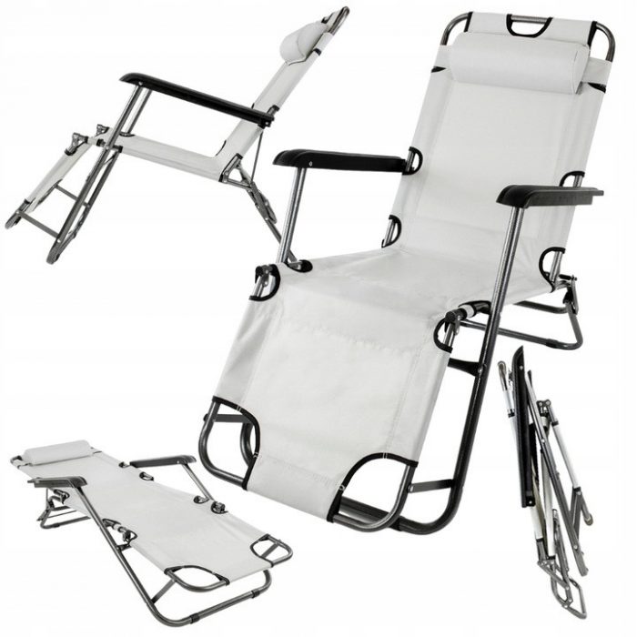 Розкладний пляжний лежак 2в1 сірий Sandos TURISMA-Ідеальний вибір для комфортного відпочинку на пляжі та в саду - Зображення 2