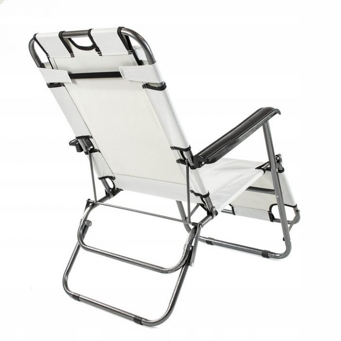 Розкладний пляжний лежак 2в1 сірий Sandos TURISMA-Ідеальний вибір для комфортного відпочинку на пляжі та в саду - Зображення 3