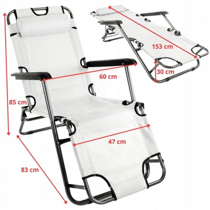 Розкладний пляжний лежак 2в1 сірий Sandos TURISMA-Ідеальний вибір для комфортного відпочинку на пляжі та в саду - Зображення 5